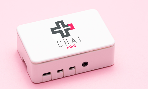 CHAI Mini, a small and lightweight portable Hospital Electronic Patient Record system inside a small box.